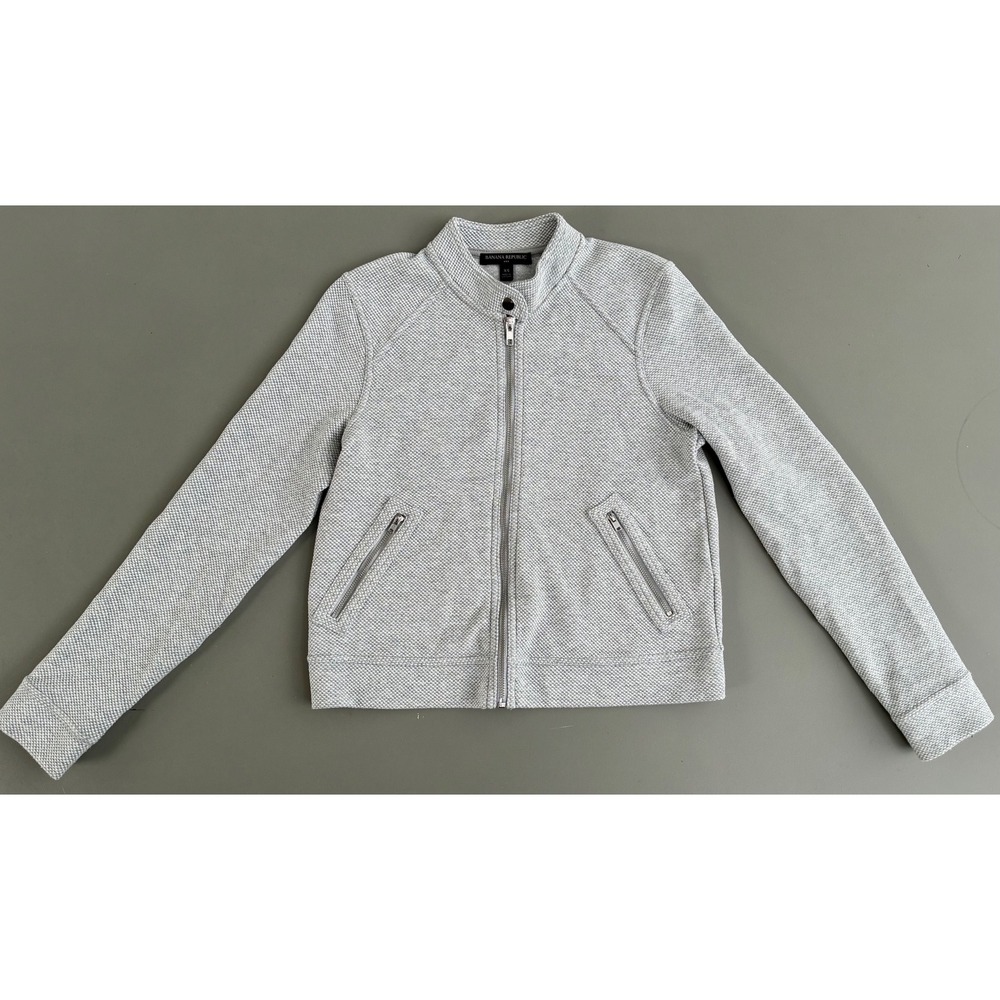 Banana Republic Womens Gray Textured Knit Moto Zip Jacket XS